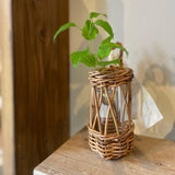 ラタン製 壁掛けフラワーベース