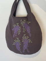 藤花刺繍　ラウンドトートバッグ